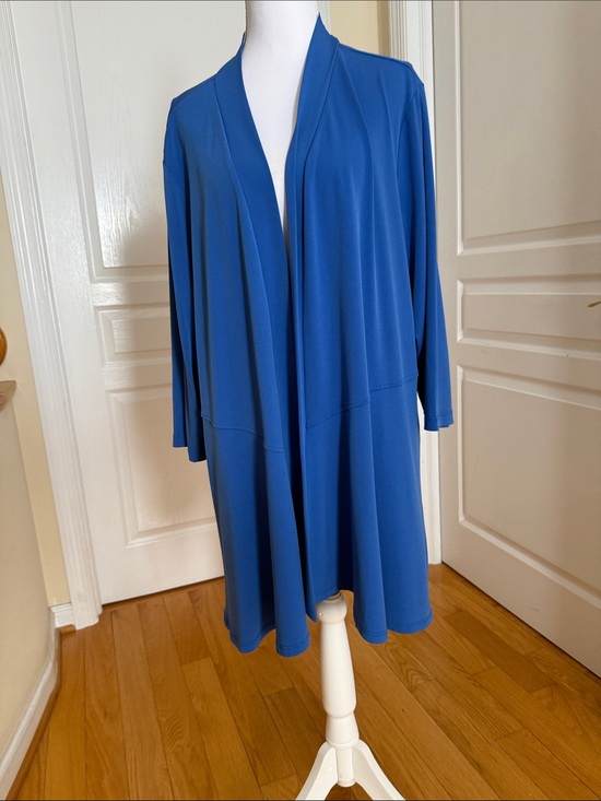 Susan Graver Sweaters - Susan Graver Open-Front Draped Cardigan - Royal Blue